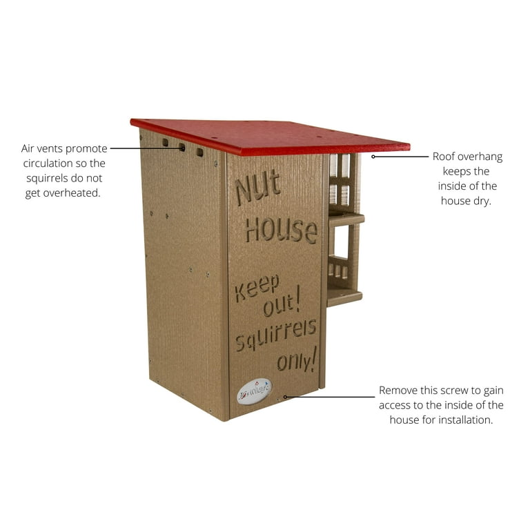 JCs Wildlife Ultimate Squirrel House Nesting Box (Red/Tan