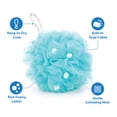 thumbnail image 2 of Bath Pouf with Built-In Soap Beads – Exfoliating Mesh Shower Loofah with Hang-to-Dry Loop, Aqua, 2 of 5