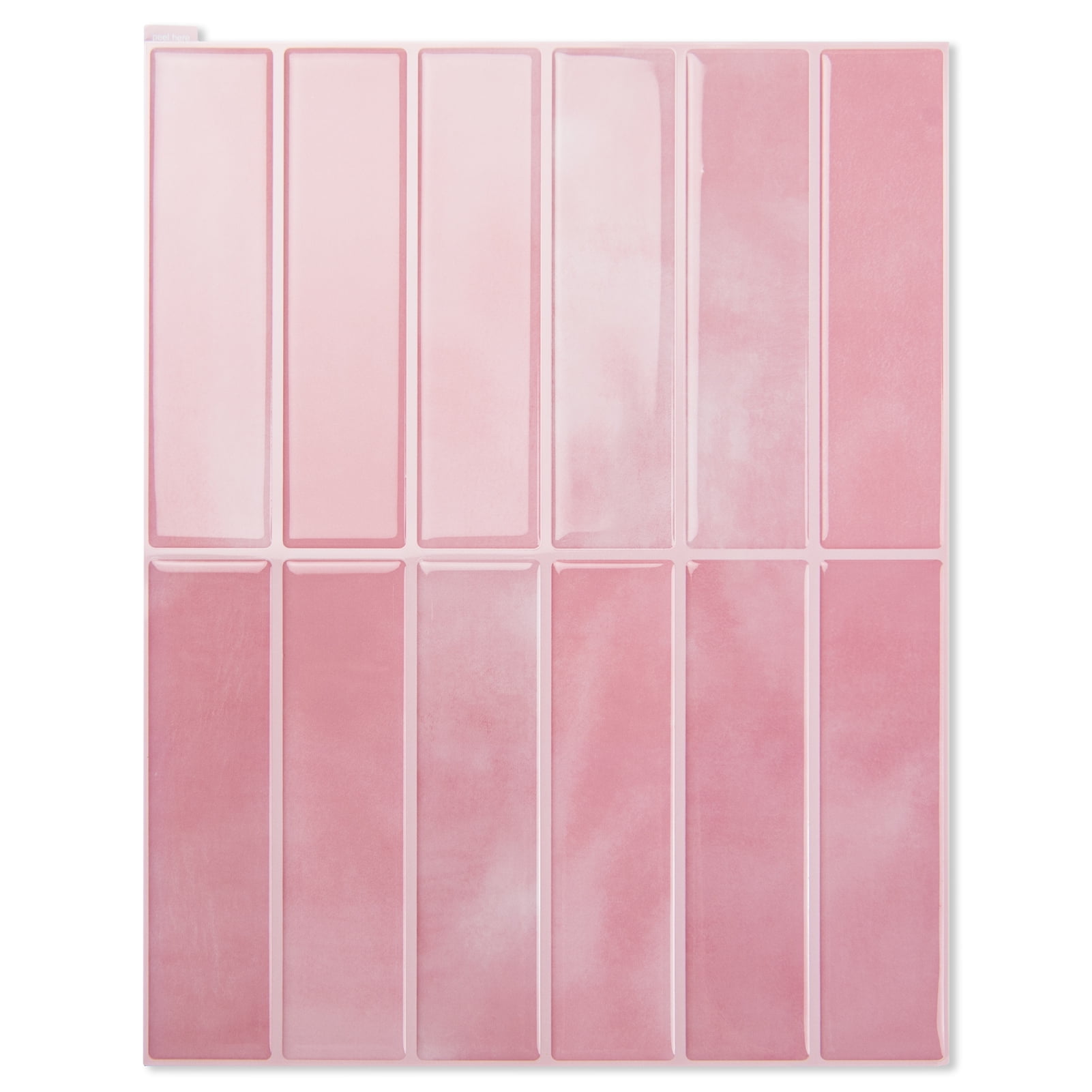 10Pcs Peel and Stick Backsplash Tile,11.4'' x 9'' Subway Tile,Self-Adhesive Wall Tiles for Kitche,Bathroom,RV,Thicker Design in Pink