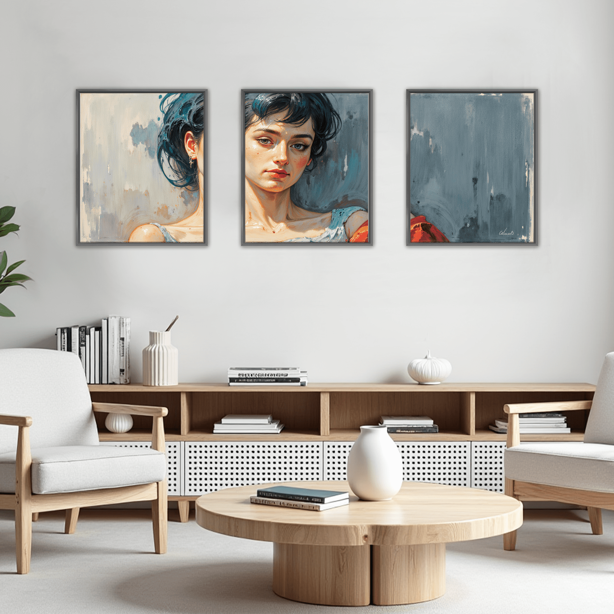 MAYEERTY Modern Abstract Wall Art Painting, Living Room Decor, Black Aluminum Alloy Frame, 7.87"x9.84"