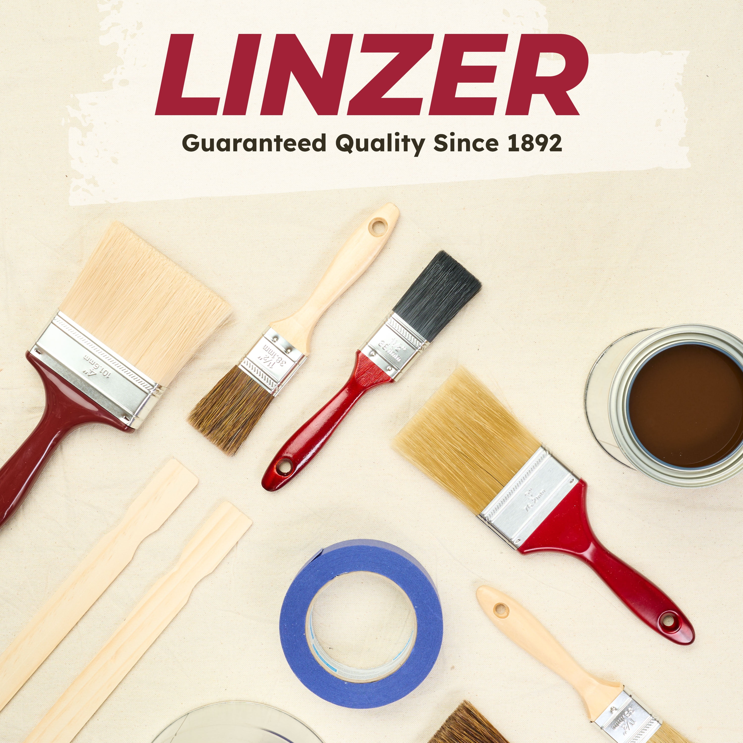Linzer 1.5" Wood Oil-Based Stains & Finishes Flat Paint Brush