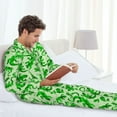 thumbnail image 6 of Honeii Green Lizard Pattern Mens Pajamas Set,2pcs Men's Lounge Long Sleeve Sleep Shirt and Pajama Bottoms Sleepwear Set,Mens Pjs Sets-Medium, 6 of 7