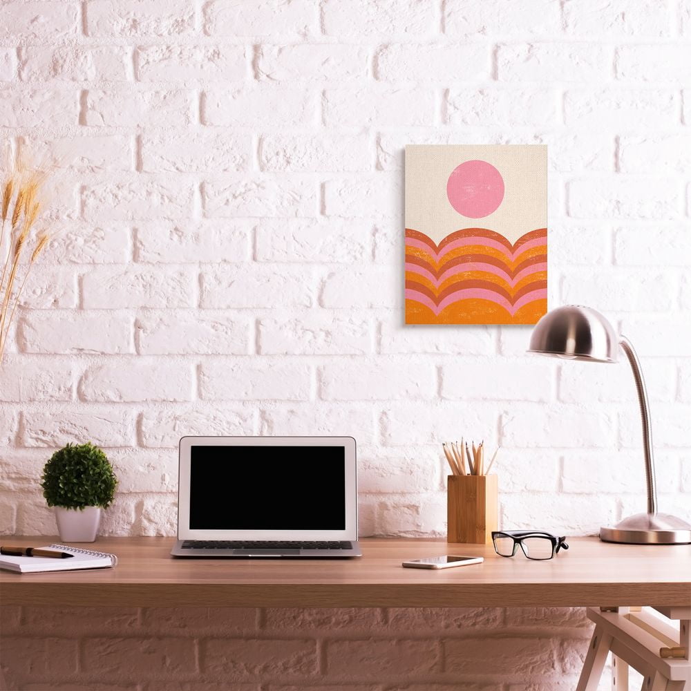 Stupell Industries Abstract Sunset Arched Landscape Pink Red Orange Canvas Wall Art Design by Daphne Polselli