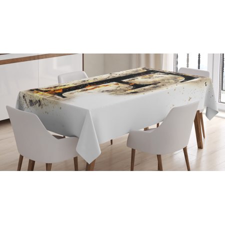 

Letter F Tablecloth Burning F Syllable Spoken Symbols of Language in Flames Latin Character Rectangular Table Cover for Dining Room Kitchen 60 X 84 Inches Tan Black Orange by Ambesonne