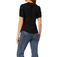 thumbnail image 4 of INSPIRE CHIC Women's Floral Puff Sleeves Pleated Collar Button Down Shirt XL Black, 4 of 8