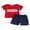 Red Navy, variant on BemeyourBBs Toddler Baby Boy Girl 4th of July Outfit Patriot Fourth of July Summer Independence Day Clothes American Flag Embroidery Short Sleeve T-Shirts with Shorts 2 Pcs Set