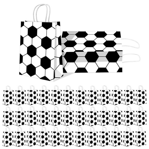 36 Pcs Football Party Favor Bags with Handles Multipurpose Football Paper Bag for Children Christmas Halloween Birthday Wedding Party