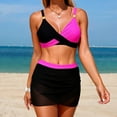 thumbnail image 5 of qucoqpe Womens Bikini Sets Color Block Two-piece Bathing Suit Summer Fashion Casual Beach Swimsuit, 5 of 5