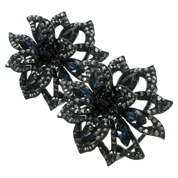 2 pinzas para el pelo de cristal con flores de estrás, antideslizantes, para mujeres y niñas, accesorios para el cabello de dama de honor