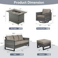 thumbnail image 2 of OPOHORO 6 Pieces Patio Furniture Set with Fire Pit, Outdoor Conversation Set with Gray Wicker Patio Couch, Swivel Chair, Ottoman, and Propane Fire Pit Table, Ideal for Porch Balcony Garden in Gray, 2 of 15