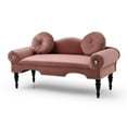 thumbnail image 3 of 54" Mid-Century Velvet Upholstered Loveseat Sofa Couch 2 Pillows Accent Bedside Entryway Bench Sofa Chaise Lounge Sofa Love seat for Bedroom, Living Room Office, Pink, 3 of 6
