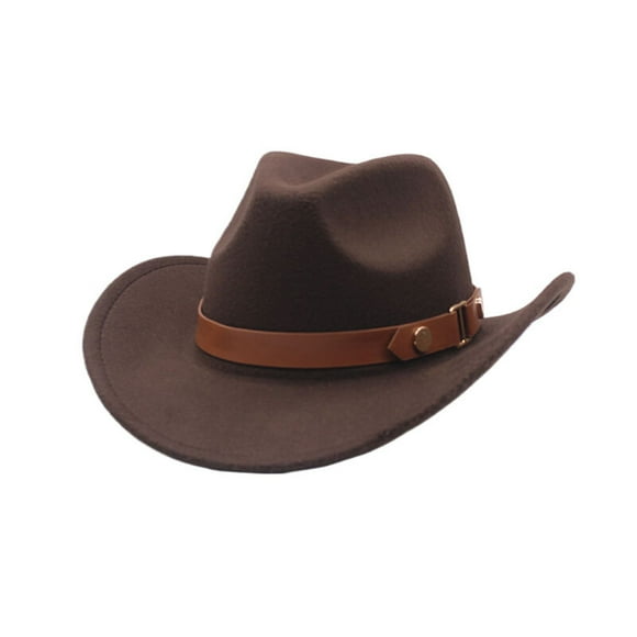 Chapeau de Cowboy Vertchapeau de Cowboy pour Tout-Petits Garçons Chapeau Western pour Enfants Bande de Chapeau en Cuir Chapeau pour Bébés Filles Ceinture Chapeau en Laine Bord Relevé de Gentleman Jazz Britannique Chapeau Cérémoniel Chapeau de Soleil Chapeaux d'Hiver Brun