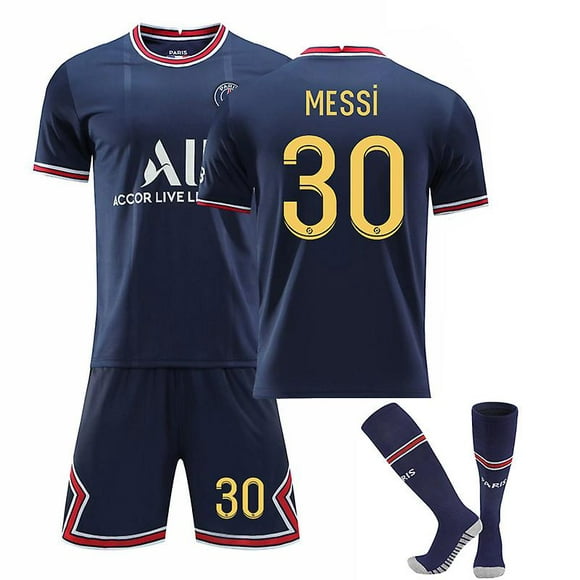 Maillot Messi, t-shirt No.30 Messi Maillot de Football à Domicile Ensemble t-shirt de Football pour Adultes Uniformes avec Chaussettes