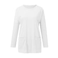 thumbnail image 4 of Baqcunre Women's Sweaters Womens Long Sleeve Sweatshirts Color Block Crewneck Sweaters Tunic Tops Crewneck Sweatshirts Womens Tops White L, 4 of 4