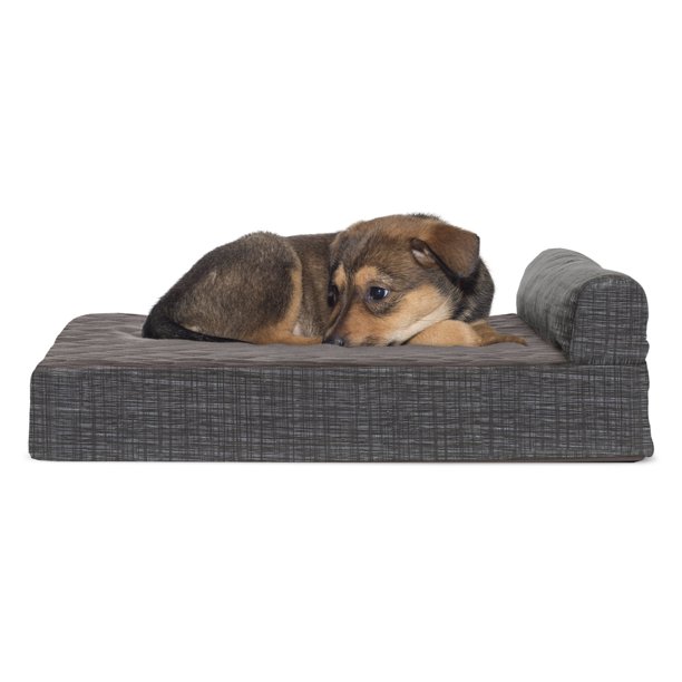 FurHaven Pet Dog Bed Orthopedic Quilted Fleece & Print Chaise Couch