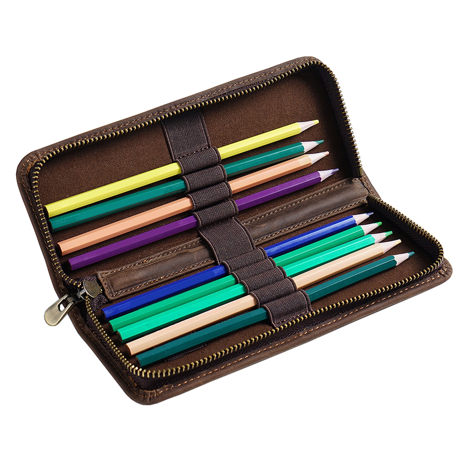 Leather Pen Pouches Leather Fountain Pen Case Elastic Pen Holder Slots 5-11 Pen Pencil for Women Men Professional