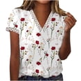thumbnail image 2 of Puntoco Verano Mujer Moda Cuello en V Manga corta Impreso Casual Tee tops Puntoco Puntoco-962, 2 of 8
