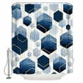 thumbnail image 2 of Navy Blue Marble Waterproof Fabric Shower Curtain, Gold White Geometric Hexagon Modern Shower Curtain for Bathroom Curtains Bathtubs Hotel Washable Shower Curtains with 12 Hooks Long 72x78in, 2 of 6