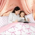 thumbnail image 4 of Meiyoeat Kawaii Princess Bow Full Size Comforter Sets for Women Girls, Girly Pink Bow-tie Bedding Sets, Pink Reversible, 3-Piece, 4 of 6