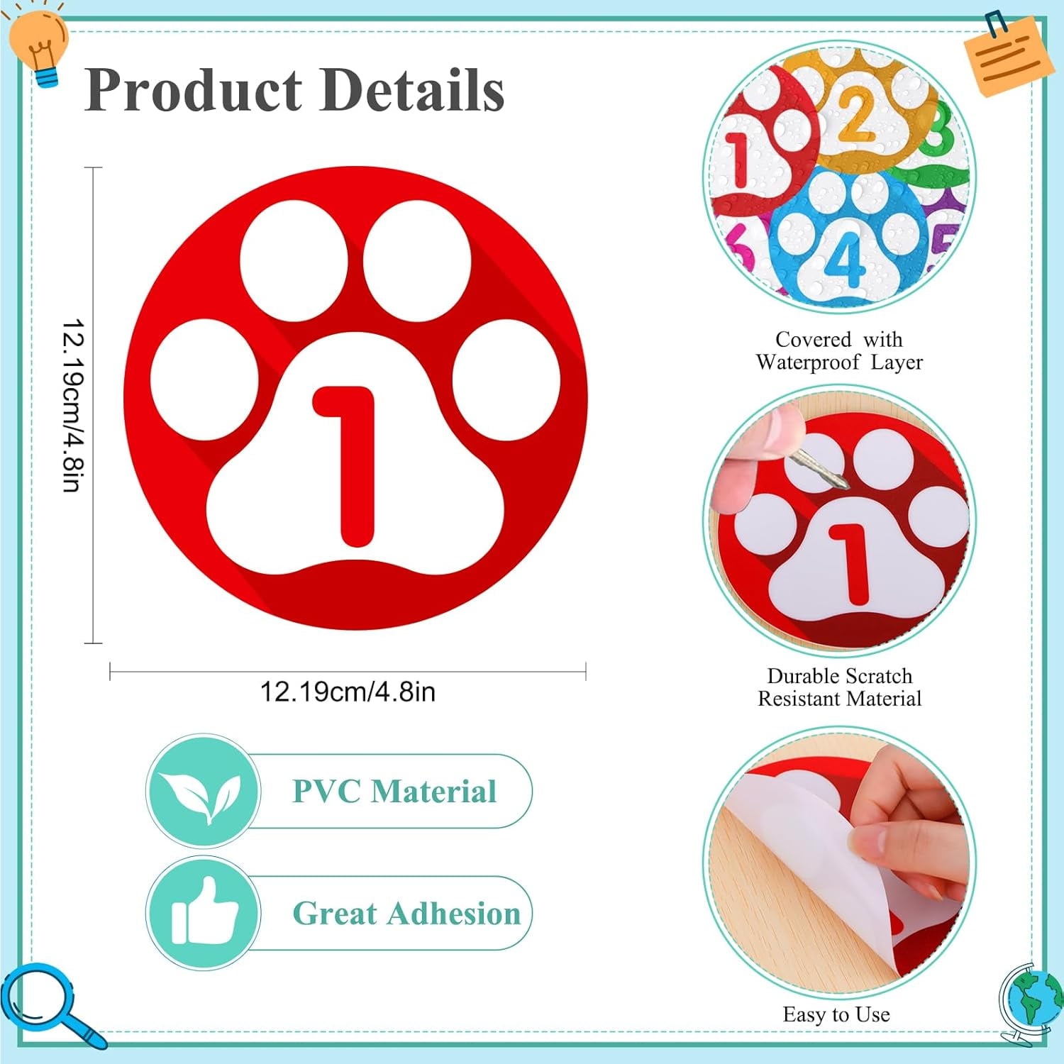 Line up Spots for Classroom Floor Number Stickers for Classroom 36Pcs Line up Dots Floor Dots Decals Line up Numbers for Preschool Kindergarten Back to School Supplies