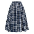 thumbnail image 4 of JBXKXYW Skirts for Women Women Fashion Casual Plaid Skirtwith Pockets Vintage High Waist Pleated Skirt Womens Skirt Flowy Skirts for Women Faldas De Mujer Elegantes (Navy Blue,M), 4 of 5