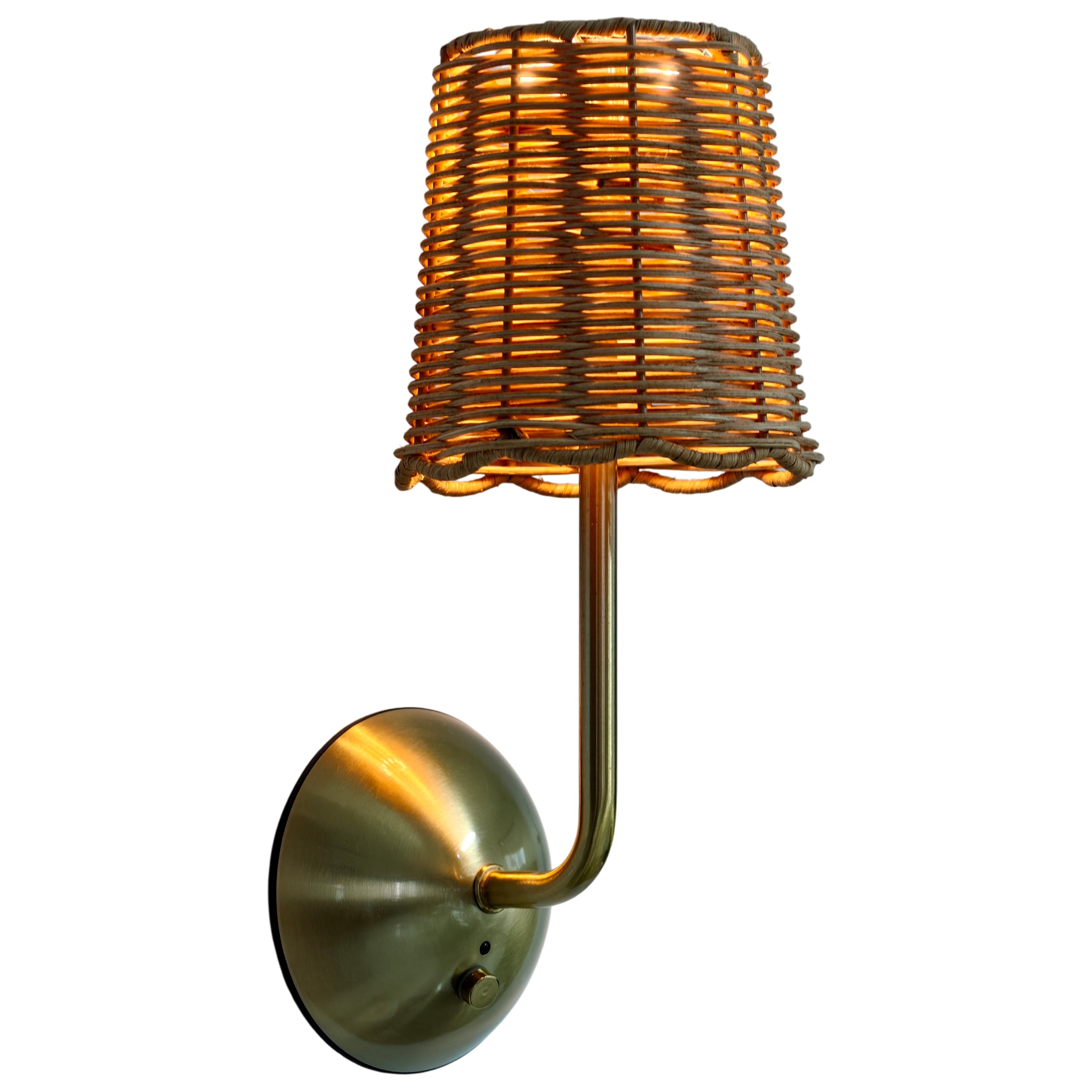 Home Decor Collection Sterling & Noble Home Scalloped Woven Rattan Rechargeable Wall Sconce