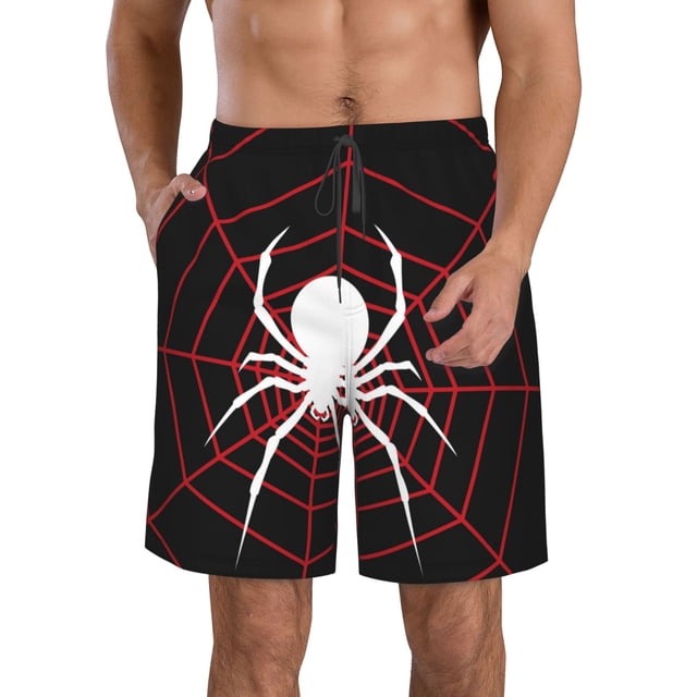 Fotbe Spider On The Web Trajes de Baño Estampados para Hombre, Shorts de Verano de Secado Rápido, Ropa de Playa, Bañadores-X-Large