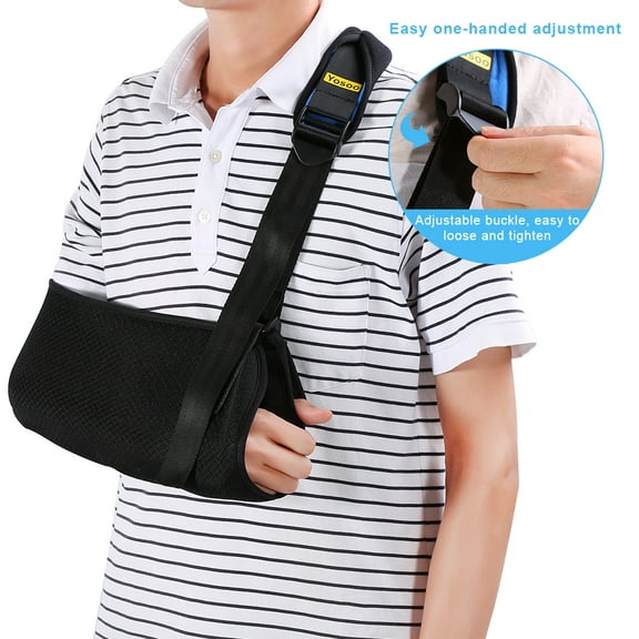 Arm Sling, Shoulder Sling,Universal Arm Sling Adjustable Soft Padded Shoulder Strap for Adults Unisex Black