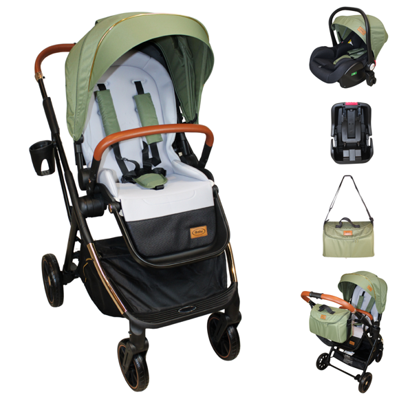 Carriola 4 En 1 Con Base Para Autoasiento Borah - Ibaby verde