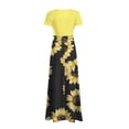 thumbnail image 5 of SMihono Robe Maxi Bohème d'Été pour Femmes Grande Taille Mode Femmes Manches Courtes à Imprimé Floral Robe à Col Rond Robe Longue Décontractée pour Dames Robe de Plage Évasée, 5 of 5