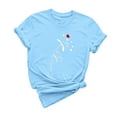 thumbnail image 4 of yievot Chemises pour Femmes Mode Manches Courtes Col Rond Impression de la Saint-Valentin Chandail Décontracté T-Shirt Hauts Chemise, 4 of 5
