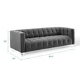 thumbnail image 3 of Modway Mesmer Channel Tufted Button Performance Velvet Sofa in Charcoal, 3 of 9