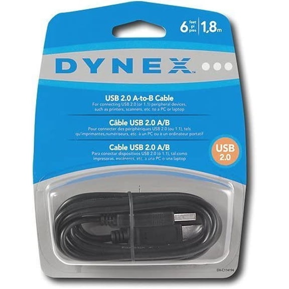 Dynex DX-C114194 6' USB 2.0 A/B Printer Cable