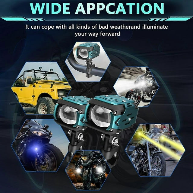 Motorcycle Auxiliary LED Light Driving Spotlights with Mount Brackets
