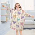thumbnail image 5 of Wearable Blanket with Sleeves and Pocket Oversized Hooded Sweatshirt 3-14 YR Colorful Bow Pattern S, 5 of 7