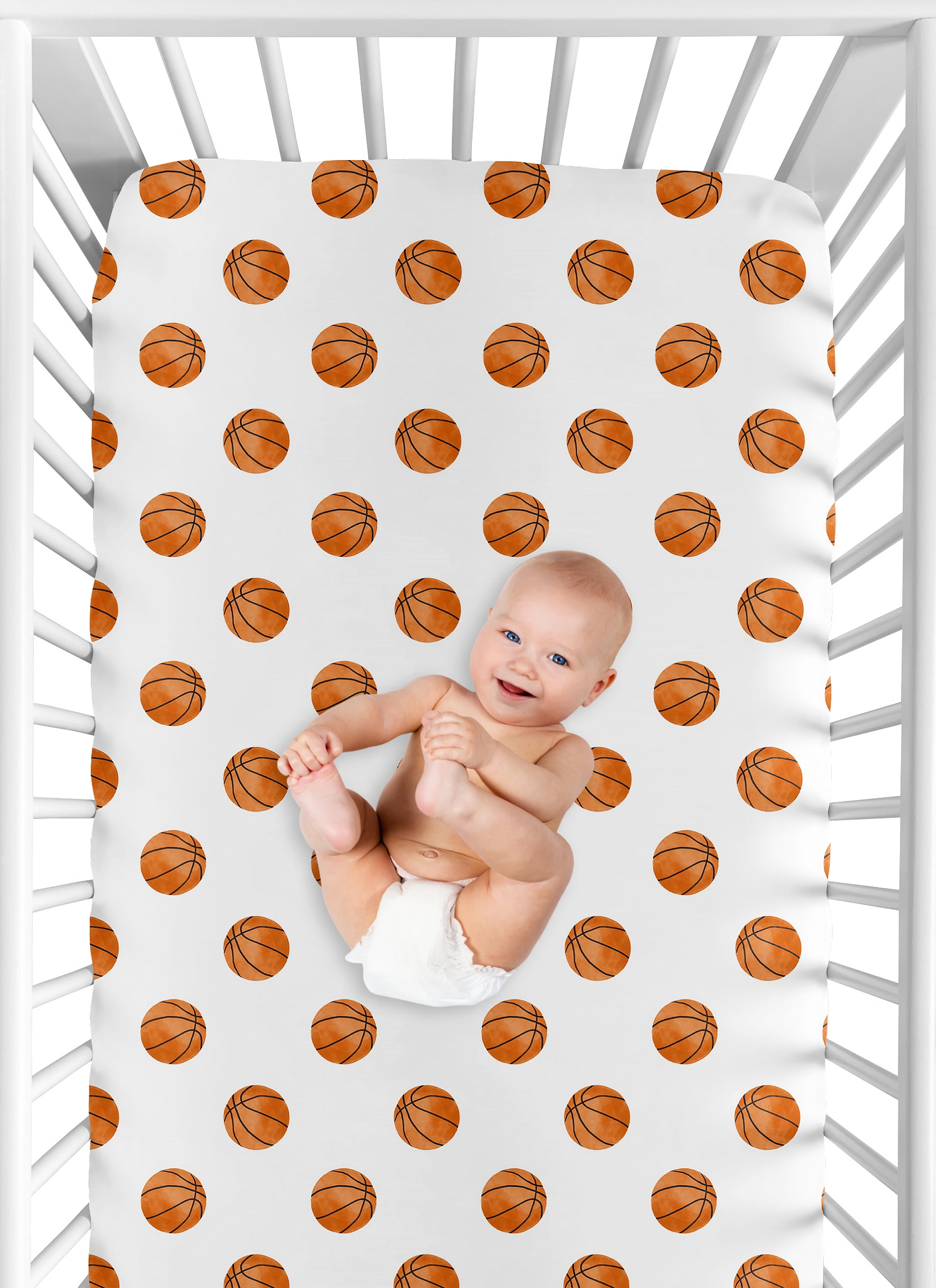 Sweet Jojo Designs Watercolor Sports Theme Orange and White Fitted Crib Sheet