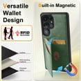 thumbnail image 6 of Dteck Case for Samsung Galaxy S25 Ultra,Magnetic Leather Flip Case Card Slot Wallet Shockproof Rubber Stand Back Cover for Samsung Galaxy S25 Ultra,Green, 6 of 8