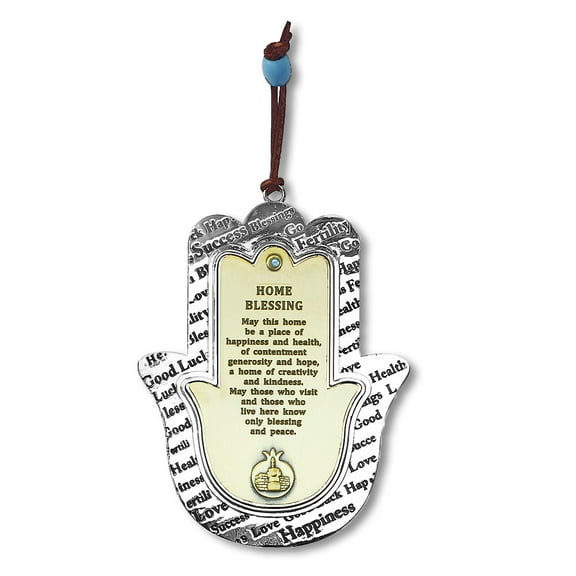 Nickel and Copper Blessing for Home in English Good Luck Wall Decor Hamsa Hand