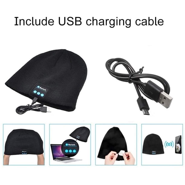 Achort Bonnet sans Fil Bluetooth avec Lampe Frontale 4 LED Rechargeable par USB V5.0 - Doublure Polaire - Haut-parleurs stéréo intégrés et Micro - pour Femme - Course à Pied, Ski, Camping Achort Bonnet sans Fil Bluetooth avec Lampe Frontale 4 LED Rechargeable par USB V5.0 - Doublure Polaire - Haut-parleurs stéréo intégrés et Micro - pour Femme - Course à Pied, Ski, Camping