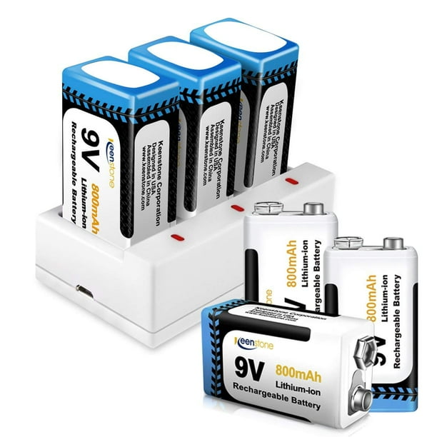 9v Rechargeable Batteries 800mah 6 Pack With Keenstone 9 Volt Battery Charger Walmart Com Walmart Com