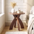thumbnail image 2 of Ktaxon Mid-Century Sofa Table, 23.6" Wood End Table with Curved Legs, Multifunctional Nightstand Compact Round Side Table, for Living Room, Bedroom, Balcony, Home Office, Walnut, 2 of 7