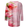 thumbnail image 5 of CYMMPU Spring Tops Crew Neck Summer Fashion Shirts 3/4 Sleeve Floral Pattern Tunic Tops Loose Fit Blouses for Women Dressy Casual Mother's Gift Topss Pink L, 5 of 5