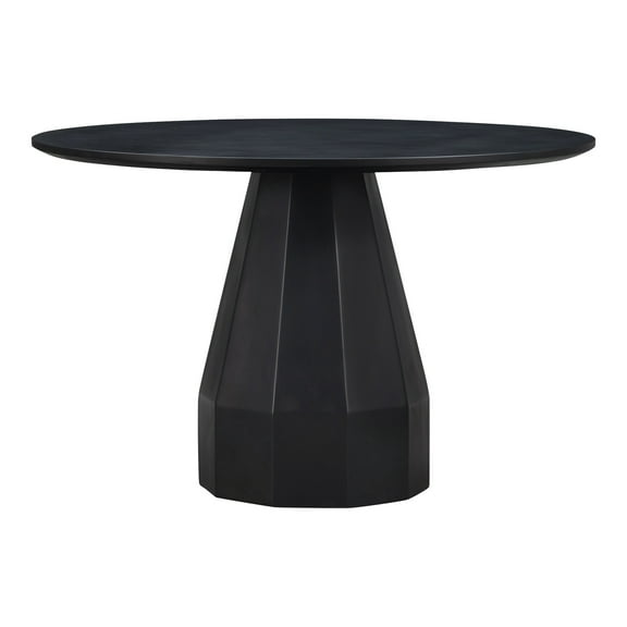 Moe's Home Collection Templo Round Solid Concrete/Steel Dining Table in Black