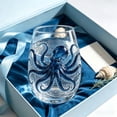thumbnail image 6 of Artisanal Octopus Glassware, 2D Octopuses Stemless Wine Glasses, Handcrafted Marine Animal Bar Glass for Coastal Home Decor Ocean Lovers, 6 of 7