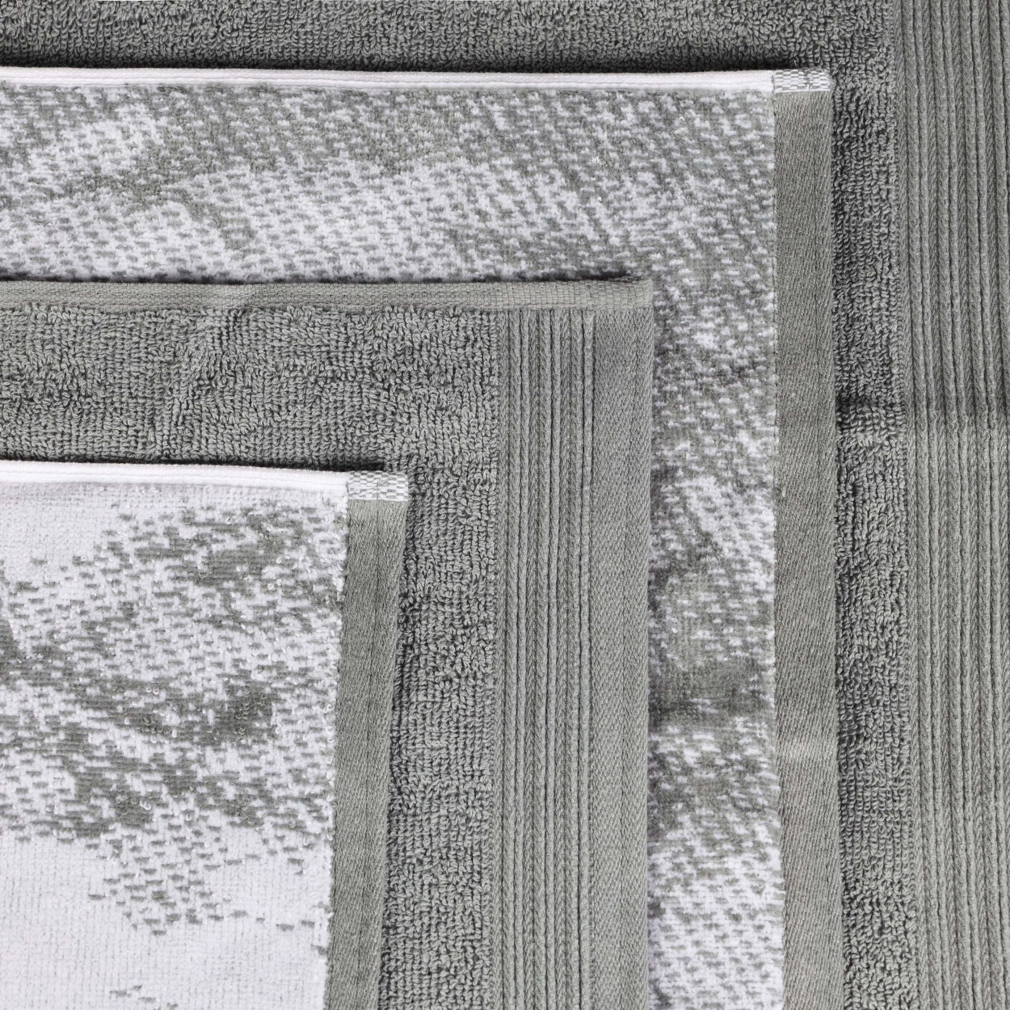 Superior Marble and Solid Jacquard Oversized Cotton Bath Sheets, 2-Pack, Grey