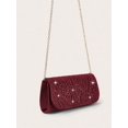 thumbnail image 4 of RUMANLAND Women's Burgundy Rhinestone Pleated Evening Clutch Purse Elegant Formal Handbag for Wedding Party Prom, 4 of 8
