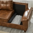 thumbnail image 5 of 59" Breathable Faux Leather Small Loveseat Couch, 2 Seater Sofa with Storage Space, Comfortable Loveseat with Wide Armrest for Living Room, Brown, 5 of 6