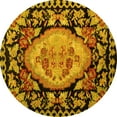 thumbnail image 1 of Ahgly Company Machine Washable Indoor Round Medallion Yellow French Area Rugs, 8' Round, 1 of 4