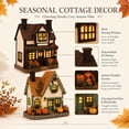 thumbnail image 5 of 2PC Vintage Light-Up Pumpkins Cottage, Halloween Decorations Lamp Figurine, Handcrafted Glowing Pumpkin Ornament, LED Rustic Festive Decor Courtyard, Luminous Holiday Accent, 5 of 8