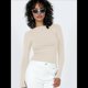 thumbnail image 4 of Camiseta de Larga con Cuello Redondo y Espalda Abierta para Mujer, Estilo Y2K, Estilo Retro Informal de Color Liso Albaricoque M, 4 of 10